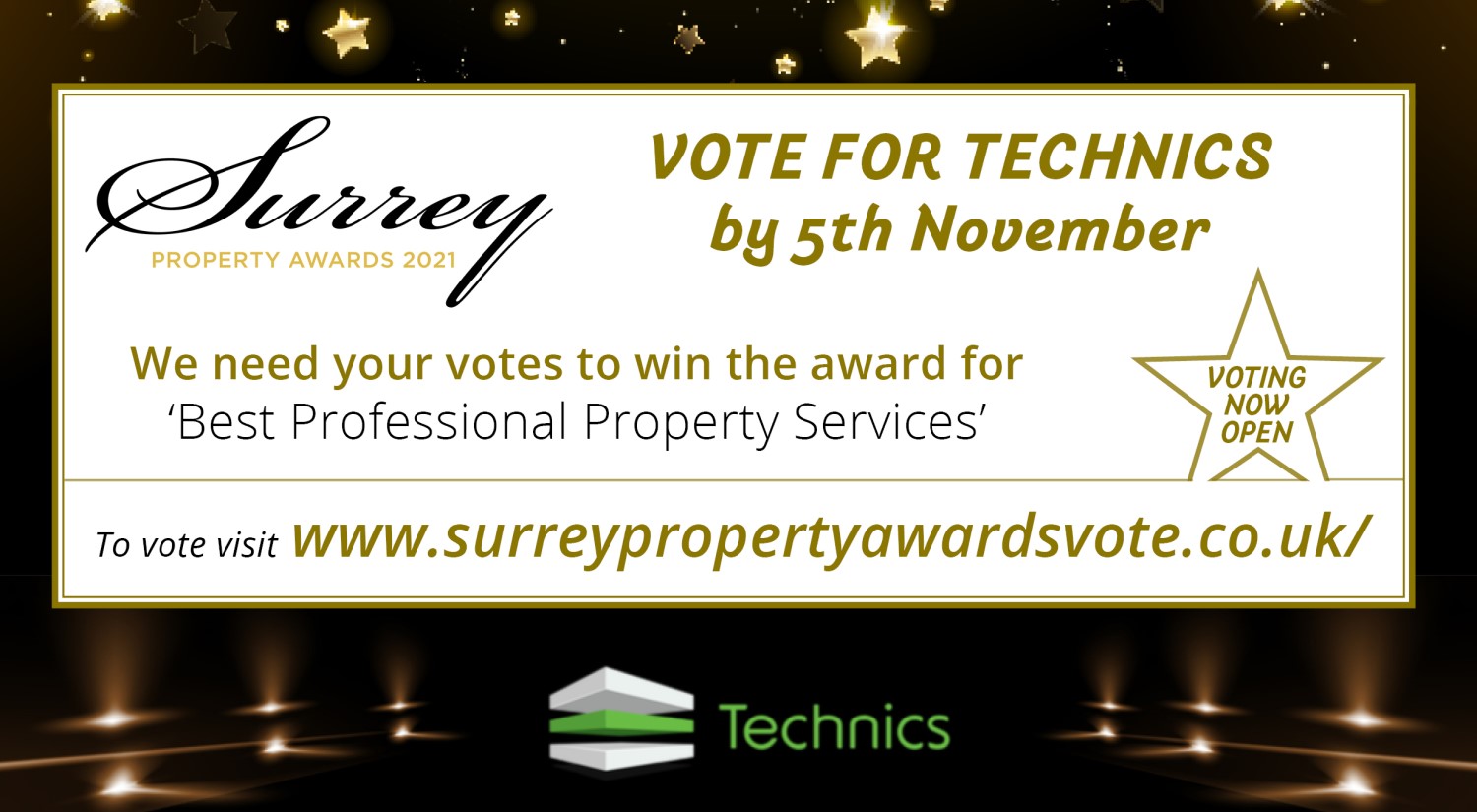 Vote for Technics in the 2021 Surrey Property Awards!