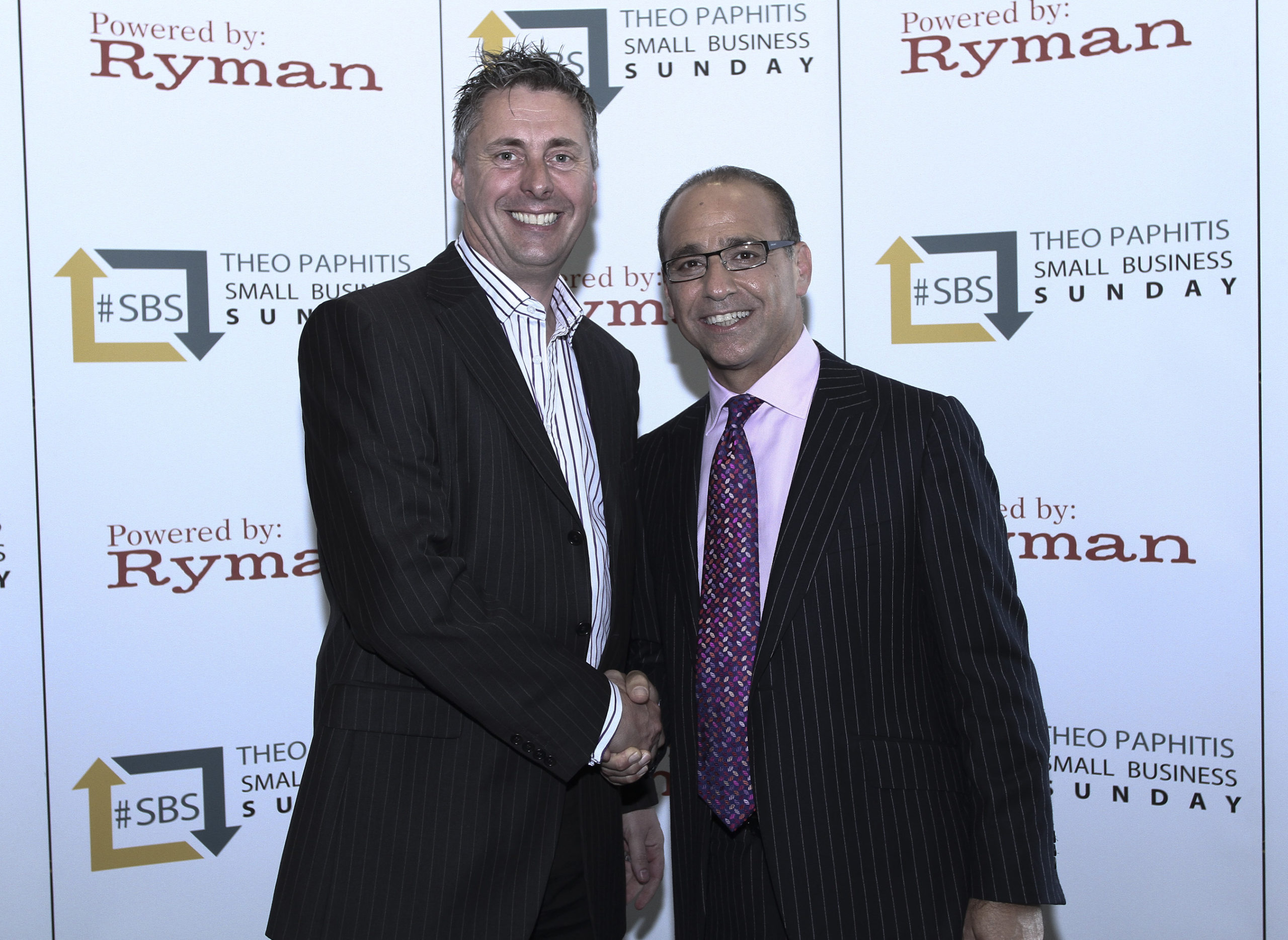 Theo Paphitis presents SBS winners award to Graham mills