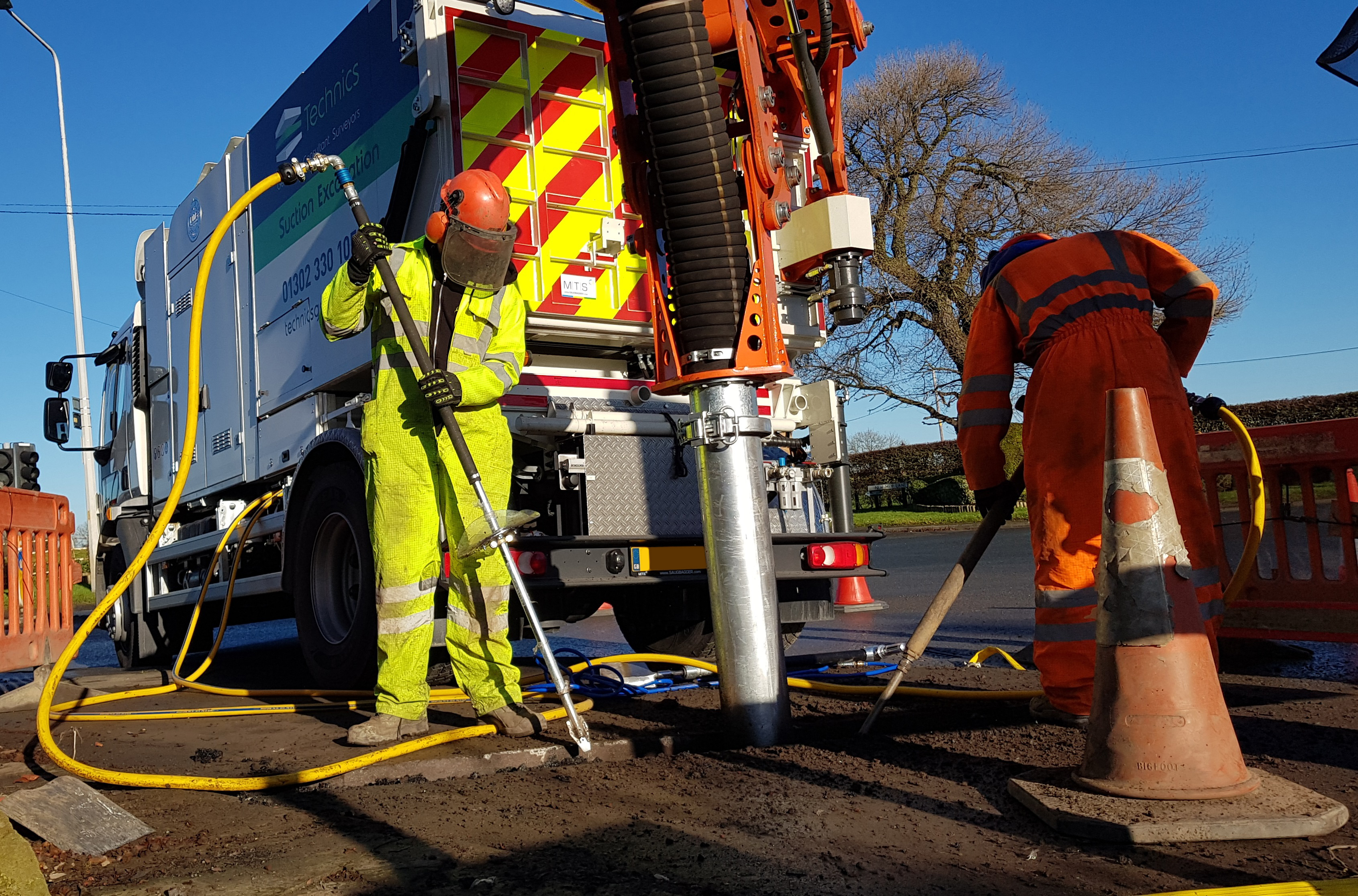 The Vacuum Excavation truck in action.
